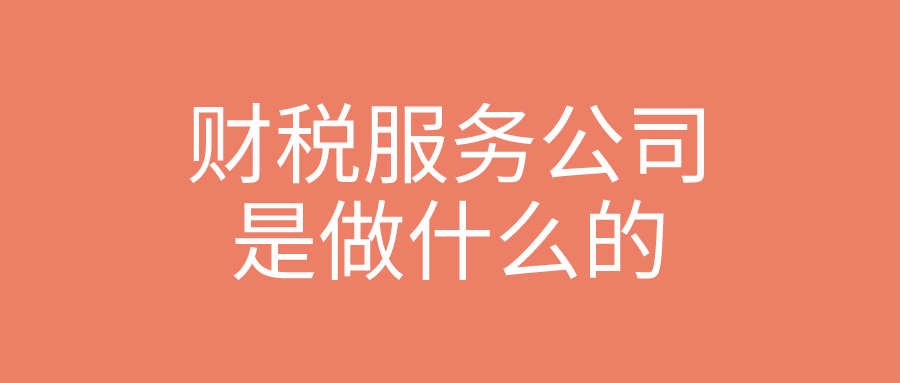 财税服务公司是做什么的